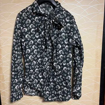 Cathy jane 남성용 스컬 긴팔 드레스 셔츠