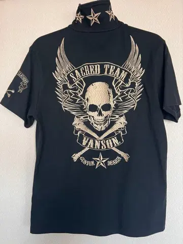 VANSON 스컬 터틀넥 피케 셔츠