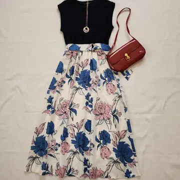 리엔다 도킹 원피스 꽃무늬 플레어 맥시 길이 봄/여름 아름다운 실루엣