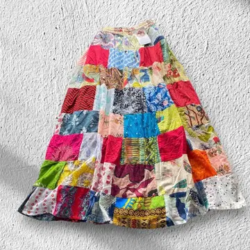 Jagannath 패치워크 롱 스커트 인도산 에스닉