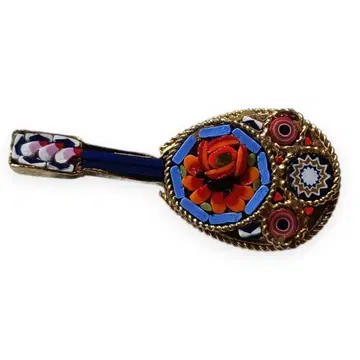 이탈리아제 빈티지 마이크로 모자이크 브로치 악기 만돌린 전후