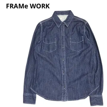 FRAMe WORK 프레임워크 데님 셔츠 화이트 스티치 겉옷 코튼