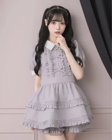 프릴 리본 퍼프 슬리브 셋업 pium 피움 삐우무