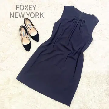 FOXEYNEWYORK 페어리 개더 슬리브리스 원피스 40 다크 네이비