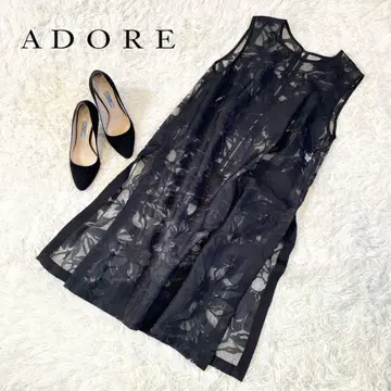 ADORE 어도어 시어 린넨 자카드 원피스 블랙 36