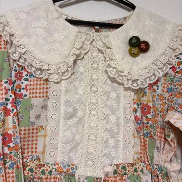 패치워크풍 원피스 구제 의류 모리걸