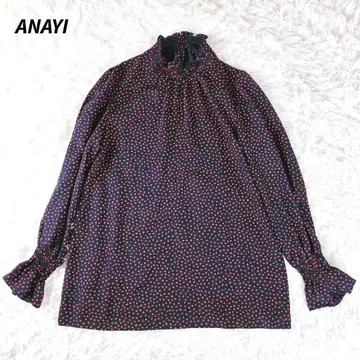 [ 새상품급 ] ANAYI 아나이 도트 새틴 셔링 긴팔 티셔츠 38