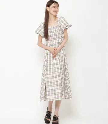 REDYAZEL 체크 셔링 원피스