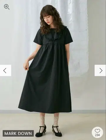 [ 새상품 ] 메리제니 프릴 세일러 미디 원피스 블랙 핀토