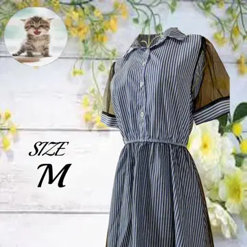 원피스 파랑과 화이트의 런던 스트라이프풍 사이즈 M