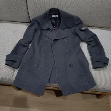 OFUON 그레이 울 혼방 피 코트 사이즈 38 겨울용