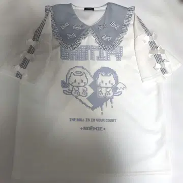 노에미 고양이 고양이 깅엄 프릴 세일러 저지 튜닉