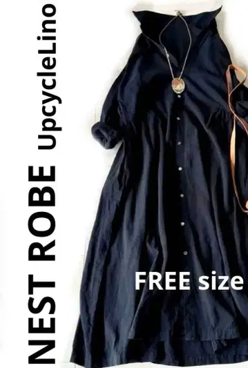 새상품급 nest Robe UpcycleLino 린넨&코튼 블랙 원피스