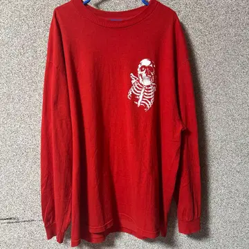 masses 빨간색 해골 디자인 긴팔 티셔츠 XL