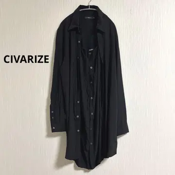 새상품 CIVARIZE 레이어드 비대칭 롱 셔츠 드레이프 블랙