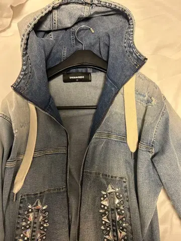 DSQUARED2 디스퀘어드 다이아몬드 크리스탈 데님 후드티