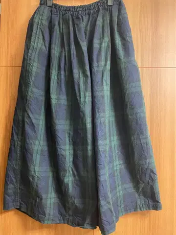 이치 (ichi) 체크 무늬 가우초 팬츠 (그린)