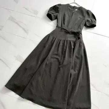 herlipto Pin-Stripe Belted Flared Dress