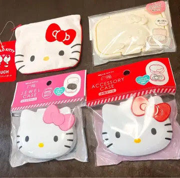 [새상품] 헬로키티 잡화 수납 4세트 파우치 주얼 케이스 케이스 덮개