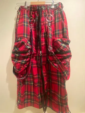 HEIHEI 하트 포켓 카고 스커트 빨간색 체크 RED 헤이헤이