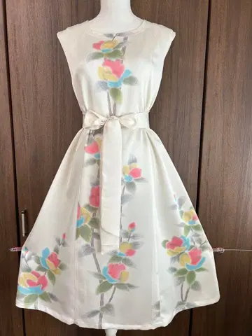 기모노 리메이크 호몬기 순수 실크 원피스 꽃무늬 슬리브리스 호몬기