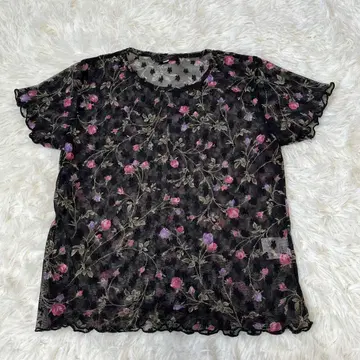 YUKITORII 유키토리 인터내셔널 꽃무늬 자수 T셔츠 블라우스