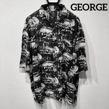 조지 레이온 하와이안 셔츠 올 패턴 락 패턴 오픈 카라 빅 사이즈 3XL