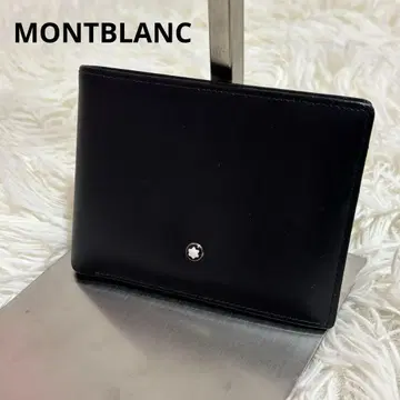 몽블랑 이단 접이식 지갑 블랙 가죽 스페인산 로고 금장 장식