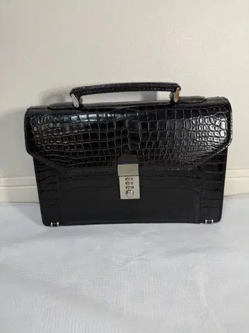 악어 엠보싱 세컨드 백 다이얼 락 포함 블랙 남성용 백