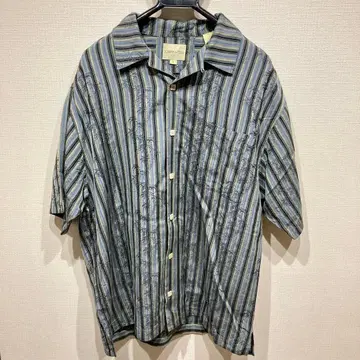 JOSEPH&FEISS 알로하 셔츠 실크 스트라이프 오픈 카라 박스 버튼