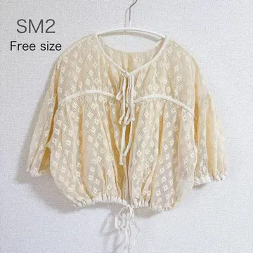 정가 6,490엔 사만사 모스모스 sm2 메쉬 블라우스 아이보리 화이트