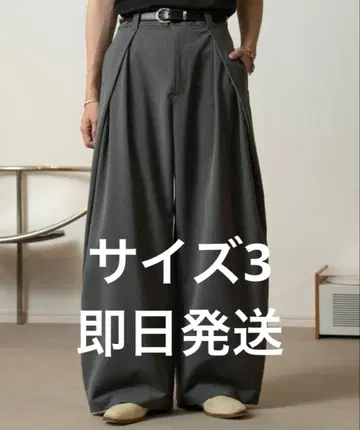 SOERTE 3턱 와이드 벌룬 슬랙스 그레이 사이즈 3 배기 팬츠