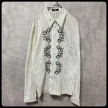 토네이도 마트 자수 셔츠 모드 스트라이프 긴팔