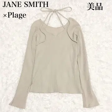 새상품급 JANE SMITH 플라주 별주 초커 리브 상의 티셔츠