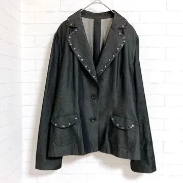 레리안 Leilian 실크 혼방 데님풍 스팽글 테일러드 자켓