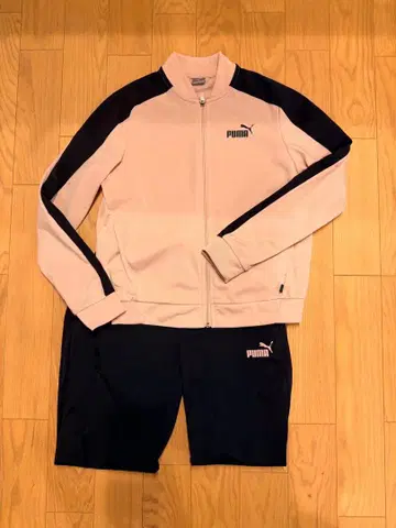 PUMA 핑크 블랙 저지 세트 S