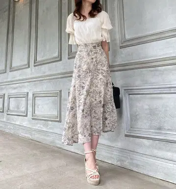 립서비스 하이웨스트 레이스업 머메이드 스커트 S 꽃무늬