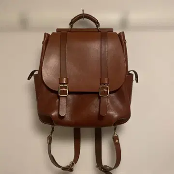 거의 새 상품 HERZ 고품질 가죽 럭색 백팩 카멜