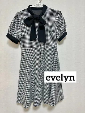 에블린 반팔 원피스 깅엄 체크 리본