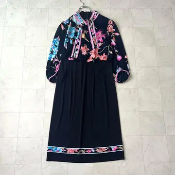 새상품급 레오나르 칸칸 보타이 원피스 꽃무늬 트리밍 도킹 38