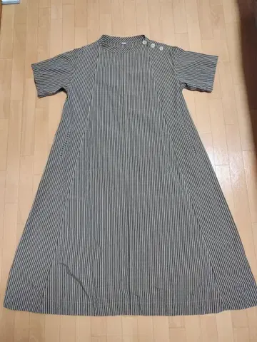 45R 스트라이프 반팔 셔츠 원피스