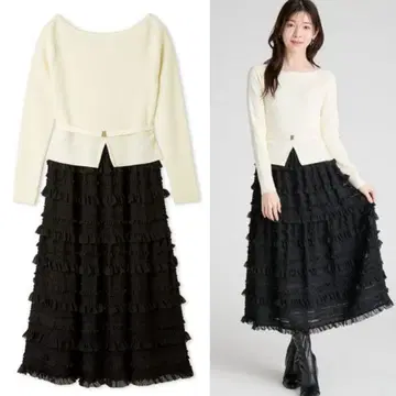 CELFORD 프릴 티어드 니트 도킹 원피스