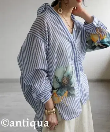 antiqua 꽃무늬 스트라이프 셔츠 완판