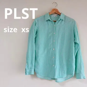 [ PLST ] 긴팔 스트라이프 셔츠 민트 그린 XS