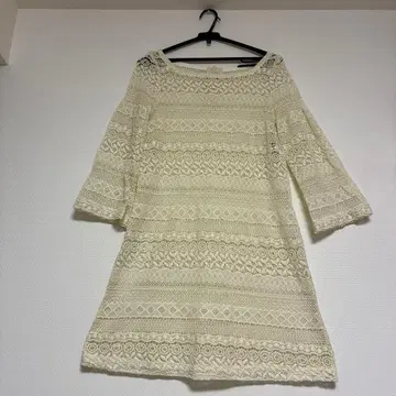 my D'artagnan 아이보리 전체 레이스 7부 소매 원피스 튜닉