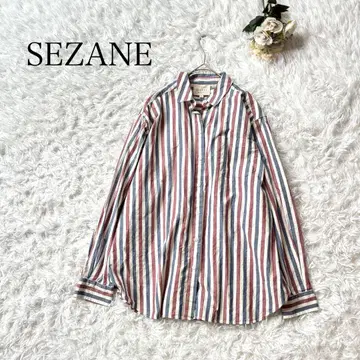 SEZANE MAX 셔츠 블라우스 스트라이프 코튼 100 루즈핏 고급