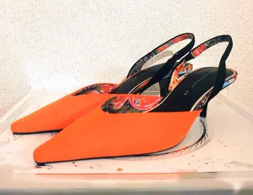 ZARA 뮬 버밀리온 오렌지 빨간색 38 24cm