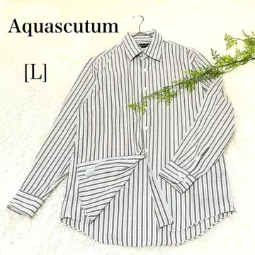 새상품급 Aquascutum Y셔츠 [ L ] 브라운 계열 스트라이프