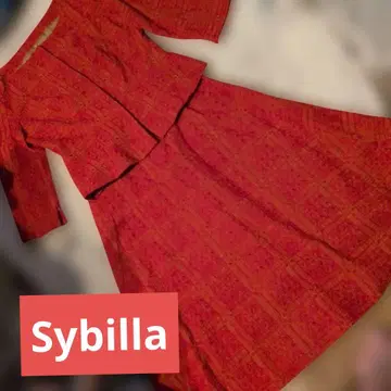 Sybilla 빨간색 7부 소매 자켓과 스커트 셋업