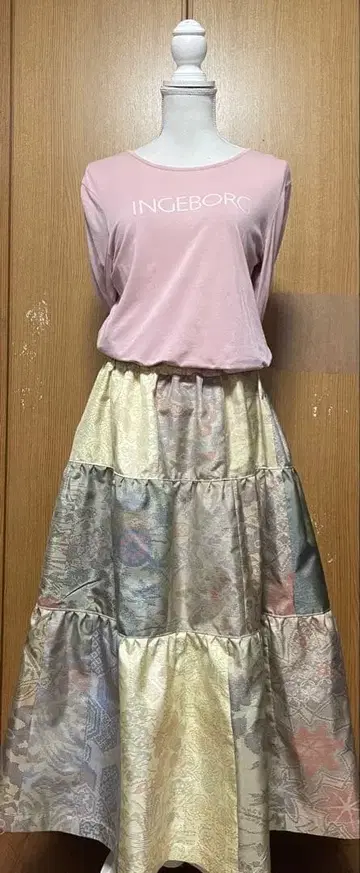 기모노 리메이크 오시마 패치워크 캉캉 스커트